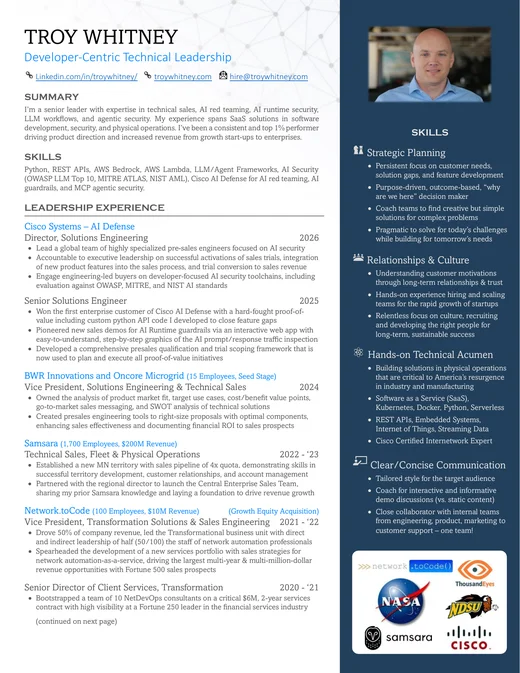 Preview of Troy Whitney’s résumé